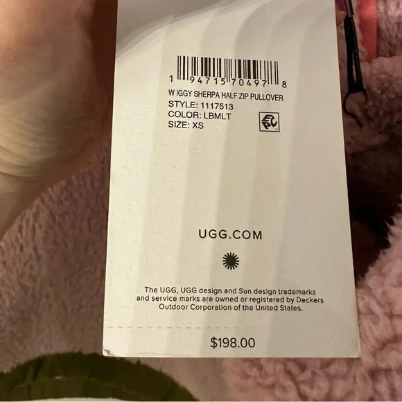 UGG Iggy Sherpa Half Zip Pullover Pink with Hood & Pockets Women's Size XS NWT - Picture 9 of 12